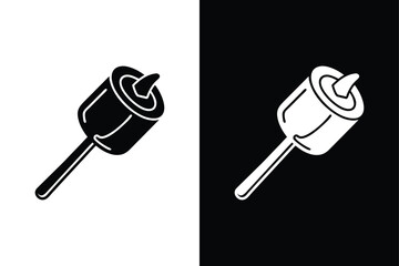 Marshmallow Stick Icon. Silhouette Vector on Black and White Background