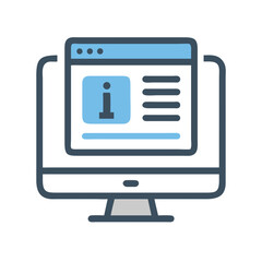 Monitor with Info Icon Representing Web-Based Information and Online Support