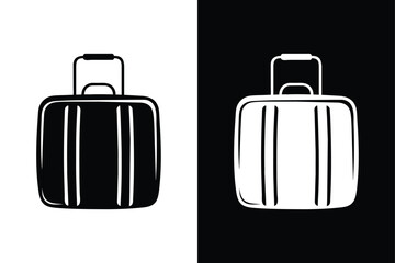 Travel Bag Icon Silhouette. Black and White Luggage Vector