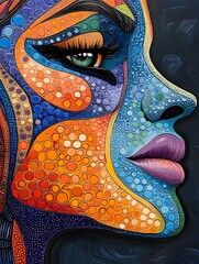 Colorful Woman Profile Art