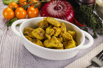 Indian cuisine curry chicken fillet