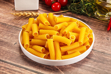 Italian cuisine - dry tortiglioni pasta