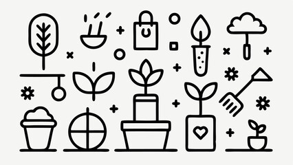 Modern gardening line editable icons set vector illustration created for organic lifestyle websites farming blogs and plant care digital guides