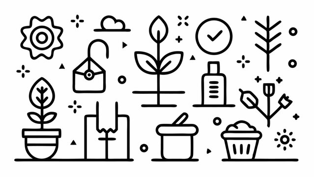 Stylish gardening line editable icons set vector illustration tailored for green apps agriculture platforms and nature inspired UI design