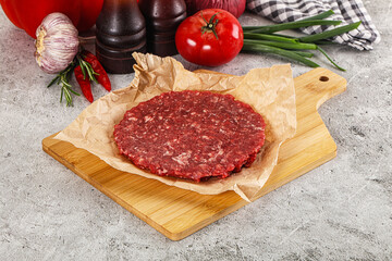 Raw beef burger cutlet minced meat