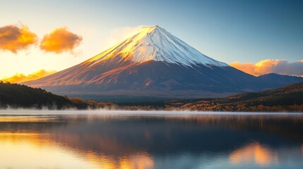 Fototapeta premium Stunning sunset landscape vibrant colors peaceful atmosphere perfect for travel and tourism