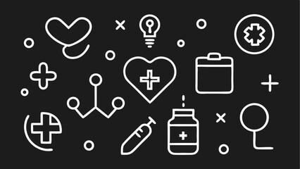 Fototapeta premium Line editable healthcare icons set featuring medical elements like stethoscopes hospitals and health records suitable for use in wellness apps clinics and medical marketing