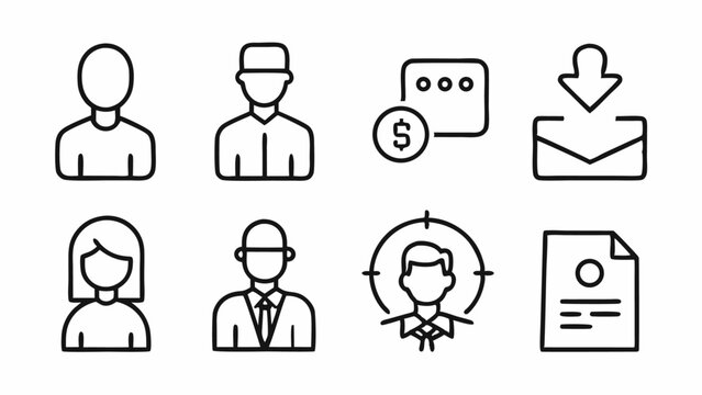 Professional line editable icons for headhunting and recruitment visuals designed for use in career development sites employment agencies and human resource branding - Powered by Adobe