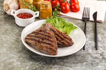 Delicus grilled beef steak with sauce