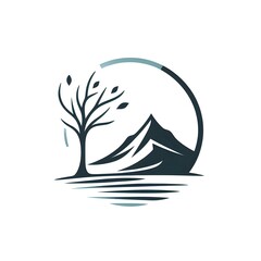 Mountain and Tree Logo Vector