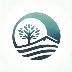 Mountain and Tree Logo Vector