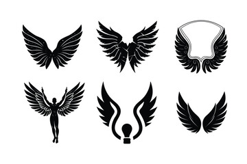 Wing Tattoos Vector Silhouette Art Collection