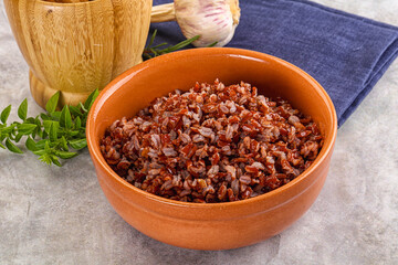 Red steamed rubine rice garnish