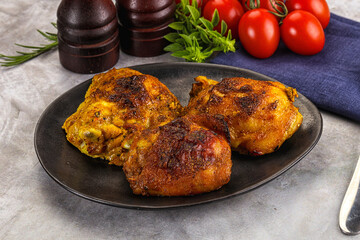 Roasted chicken thighs  with spices