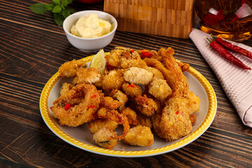 Fritto misto - deep fried seafood mix