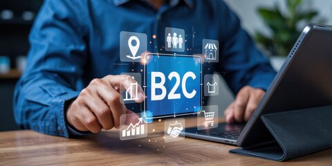 Business-to-customer interactions visualized on a tablet.