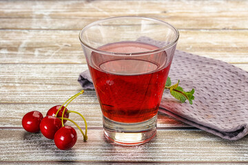 Sweet cherry juice in the glass