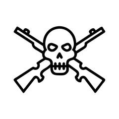Skull with Crossed Rifles Icon Design
