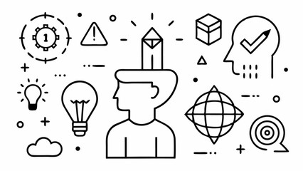 Inspiration and brainstorm editable line icon collection ideal for design thinking creativity sessions innovative projects and team collaboration graphics