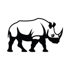 Fototapeta premium Rhinoceros step icon minimal black silhouette