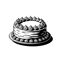 Elegant Monochrome Cake Illustration