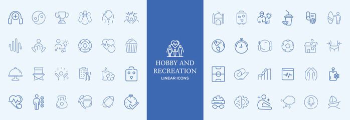 Hobby and Entertainment linear icon collection. Hobby, and Entertainment icons. Thin line icons collection. Vector illustration