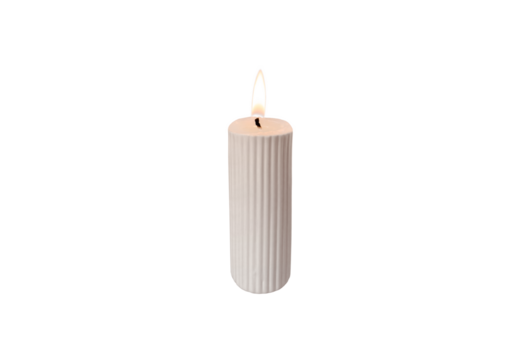 Ribbed pillar wax candle isolated transparent png
