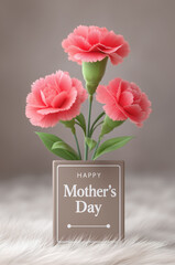 mothers day card with pink carnation
