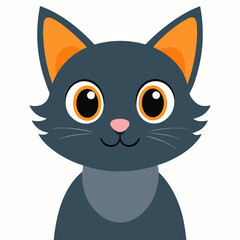 Portrait of cute funny cat with big eyes vector on white background.