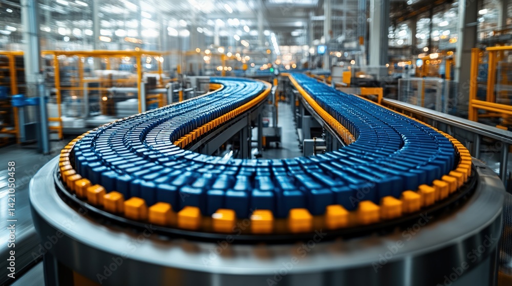 Aufkleber dynamic conveyor belt system in a modern factory showcasing efficient production flow