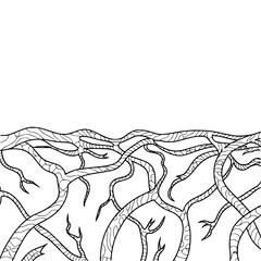 Abstract Root System: Black and White Line Art Illustration