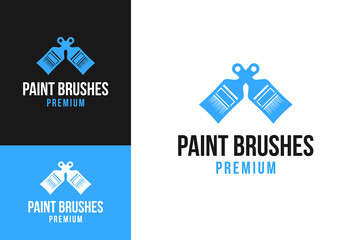 Fototapeta premium Paint brushes cross logo design vector template illustration