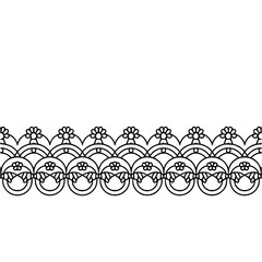 Ornamental Floral Border Element - Black and White, Minimalist Design