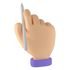 Hand holding pencil 3d icon illustration
