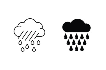 Rainy Cloud Icons Vector Graphic Weather Element Showers Rainfall Design Pack