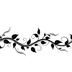 Elegant Black Floral Swirl Border on White Background
