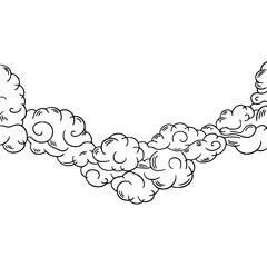Obraz premium Hand-Drawn Cloud Border, Minimalist Design, Vector Illustration