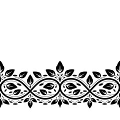 Elegant Black Leaf Border on White Background, Minimalist Design