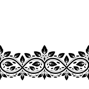Elegant Black Leaf Border on White Background, Minimalist Design