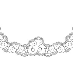 Japanese Cloud Motif, Minimalist Design, Elegant, Decorative Border