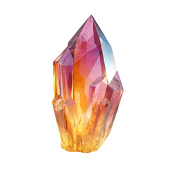 A vibrant gemstone a radiant crystal with orange and pink hues isolated on white background