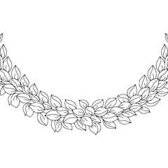 Elegant Leafy Wreath Vector - Decorative Line Art Element