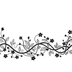 Elegant Black & White Floral Border Design - Seamless, Decorative Element
