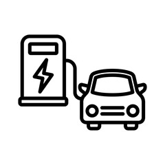 Electric car charging icon line vector design with trendy style