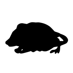 black silhouette rat set icon vector