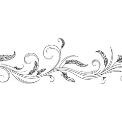 Fototapeta premium Elegant Floral Border Design in Black and White, for Invitations