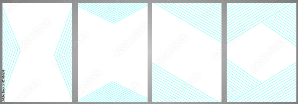 Poster cover template set with 4 different shape | line stripe pattern with many angle for book cover, card