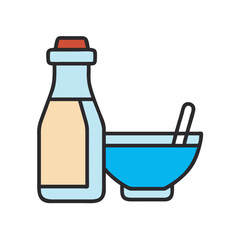 Syrup Bottle and Dipping Bowl Icon Design