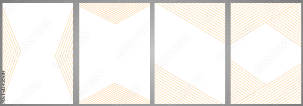 Poster cover template set with 4 different shape | line stripe pattern with many angle for book cover, card