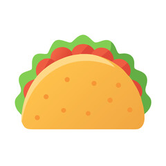 Taco with Lettuce and Filling Icon Design